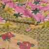 Sanskriti Vintage Sarees Pink/Green Printed Pure Georgette Silk Sari 5yd Sustainable Fabric
