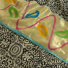Sanskriti Vintage Sarees Black Blend Georgette Woven Border Printed Sari Sustainable Fabric