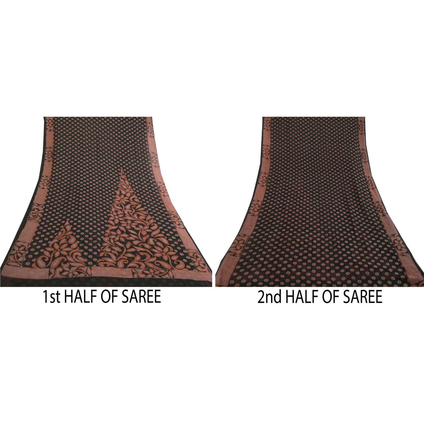 Sanskriti Vintage Sarees Indian Black Blend Georgette Printed Sari Craft Sustainable Fabric