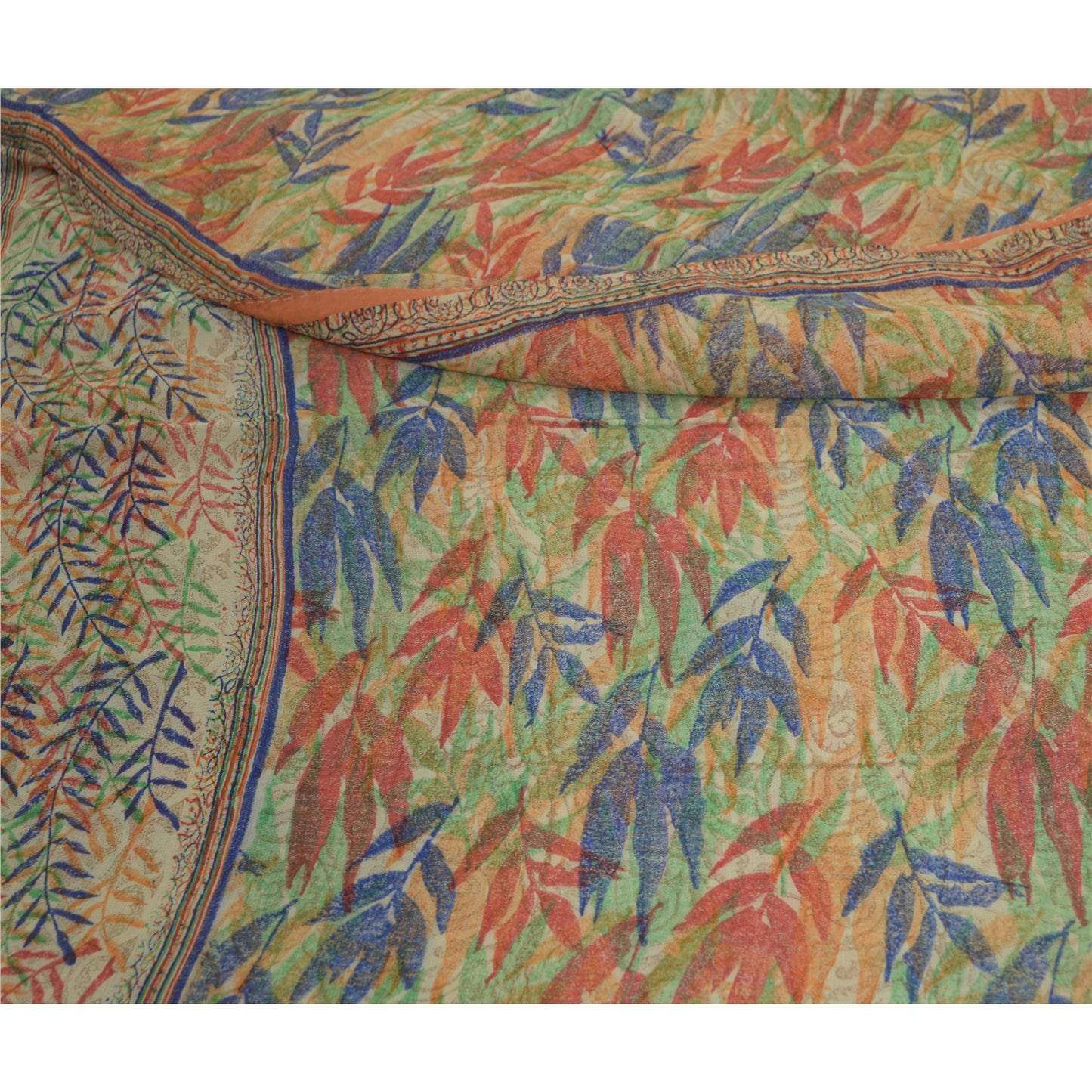 Sanskriti Vintage Sarees Multi Pure Georgette Silk Printed Sari Craft Sustainable Fabric