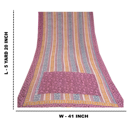Sanskriti Vintage Sarees Hand Block Print Pure Georgette Silk Sari Craft Sustainable Fabric