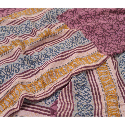 Sanskriti Vintage Sarees Hand Block Print Pure Georgette Silk Sari Craft Sustainable Fabric