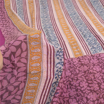 Sanskriti Vintage Sarees Hand Block Print Pure Georgette Silk Sari Craft Sustainable Fabric