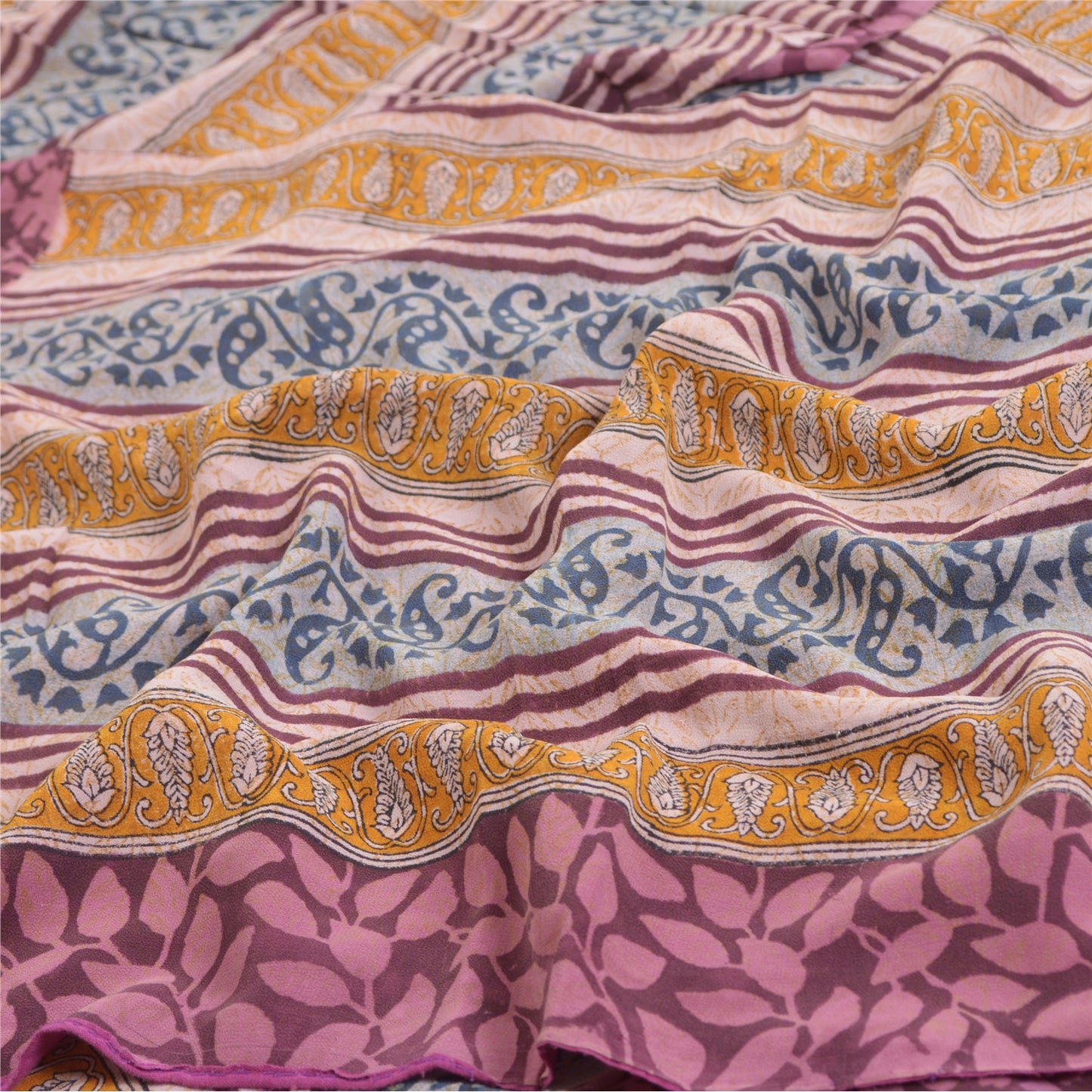 Sanskriti Vintage Sarees Hand Block Print Pure Georgette Silk Sari Craft Sustainable Fabric