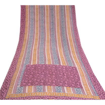 Sanskriti Vintage Sarees Hand Block Print Pure Georgette Silk Sari Craft Sustainable Fabric