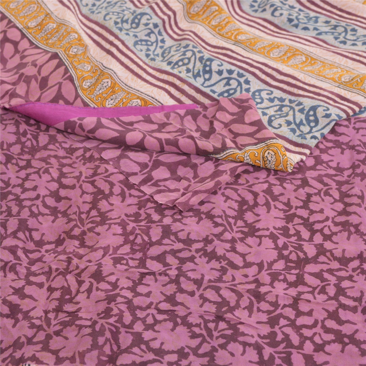 Sanskriti Vintage Sarees Hand Block Print Pure Georgette Silk Sari Craft Sustainable Fabric