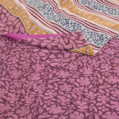 Sanskriti Vintage Sarees Hand Block Print Pure Georgette Silk Sari Craft Sustainable Fabric