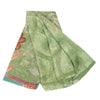 Sanskriti Vintage Sarees Pastel-Green Printed Pure Georgette Silk Sari Sustainable Fabric
