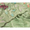 Sanskriti Vintage Sarees Pastel-Green Printed Pure Georgette Silk Sari Sustainable Fabric