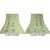 Sanskriti Vintage Sarees Pastel-Green Printed Pure Georgette Silk Sari Sustainable Fabric