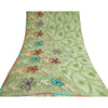 Sanskriti Vintage Sarees Pastel-Green Printed Pure Georgette Silk Sari Sustainable Fabric