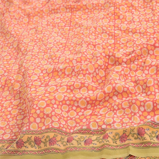 Sanskriti Vintage Sarees Pink HandBlock Printed Pure Georgette Silk Sari Sustainable Fabric