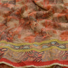 Sanskriti Vintage Sarees Red 100% Pure Georgette Silk Printed Sari Craft Sustainable Fabric
