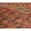 Sanskriti Vintage Sarees Red 100% Pure Georgette Silk Printed Sari Craft Sustainable Fabric