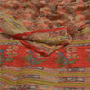 Sanskriti Vintage Sarees Red 100% Pure Georgette Silk Printed Sari Craft Sustainable Fabric