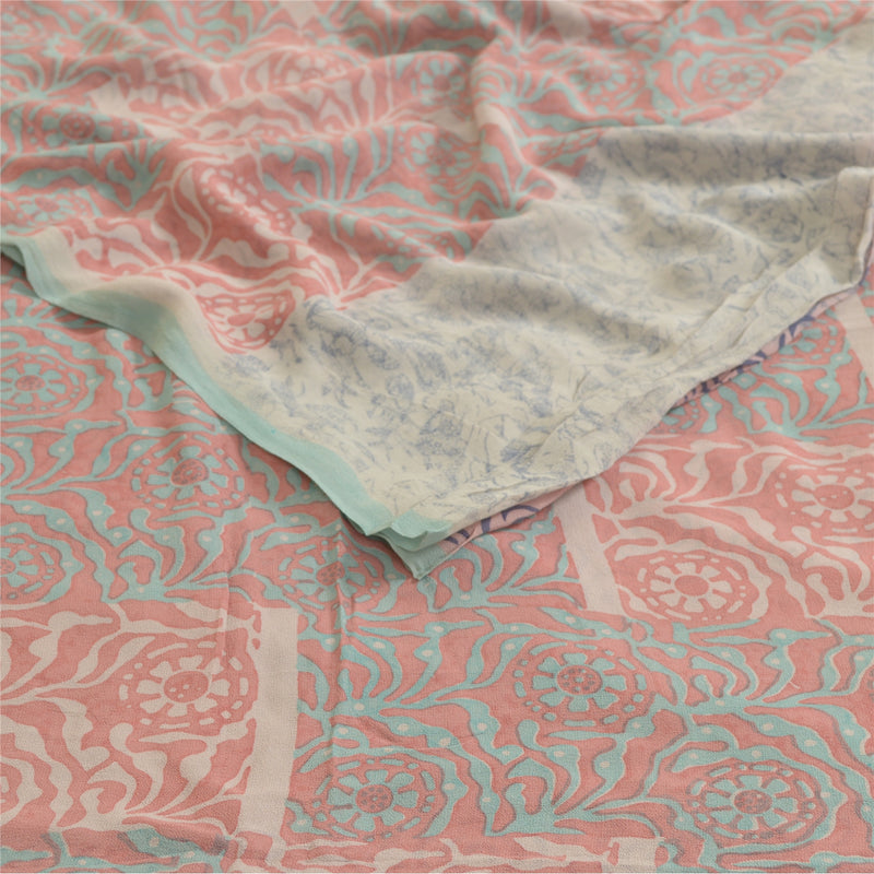 Sanskriti Vintage Sarees Multi Pure Georgette Silke Trykt Sari Håndværk Bæredygtigt Stoff