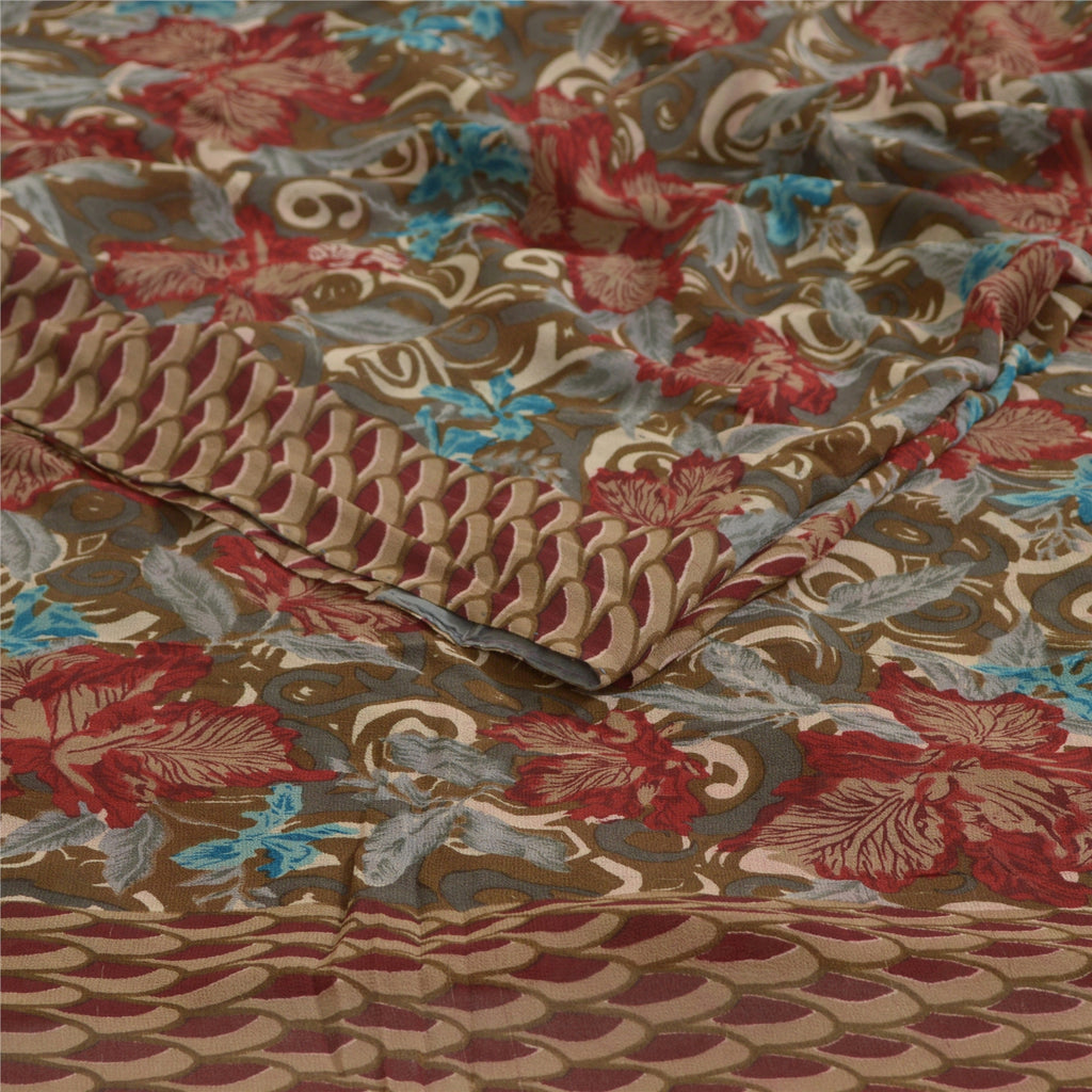 Sanskriti Vintage Sarees Multi Pure Georgette Silk Printed Sari Craft Sustainable Fabric