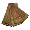 Sanskriti Vintage Sarees Multi Pure Georgette Silk ZariBorder Print Sari Sustainable Fabric