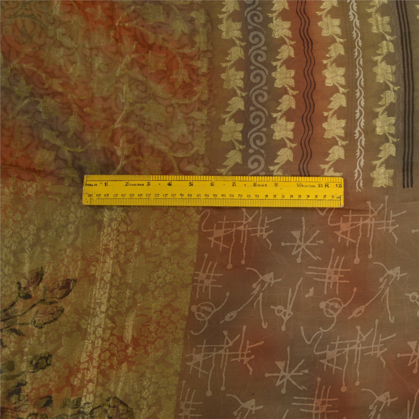 Sanskriti Vintage Sarees Multi Pure Georgette Silk ZariBorder Print Sari Sustainable Fabric