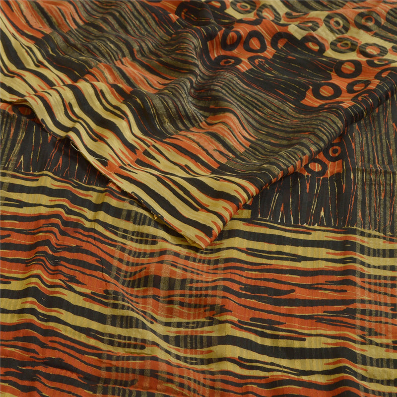 Sanskriti Vintage Sarees Black Pure Georgette Silk Printed Sari Craft Sustainable Fabric