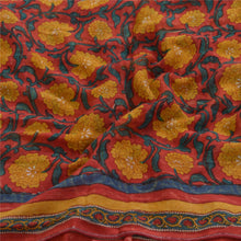 Load image into Gallery viewer, Sanskriti Vintage Sarees Red/Yellow Pure Chiffon Silk Printed Sari Craft Fabric
