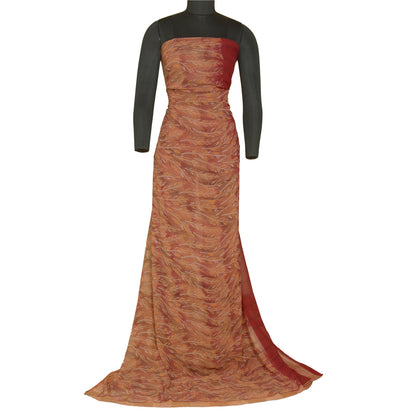 Sanskriti Vintage Sarees Red/Pink Pure Georgette Silk Printed Sari Craft Sustainable Fabric