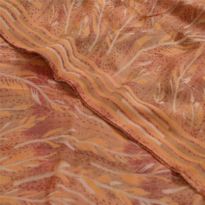 Sanskriti Vintage Sarees Red/Pink Pure Georgette Silk Printed Sari Craft Sustainable Fabric