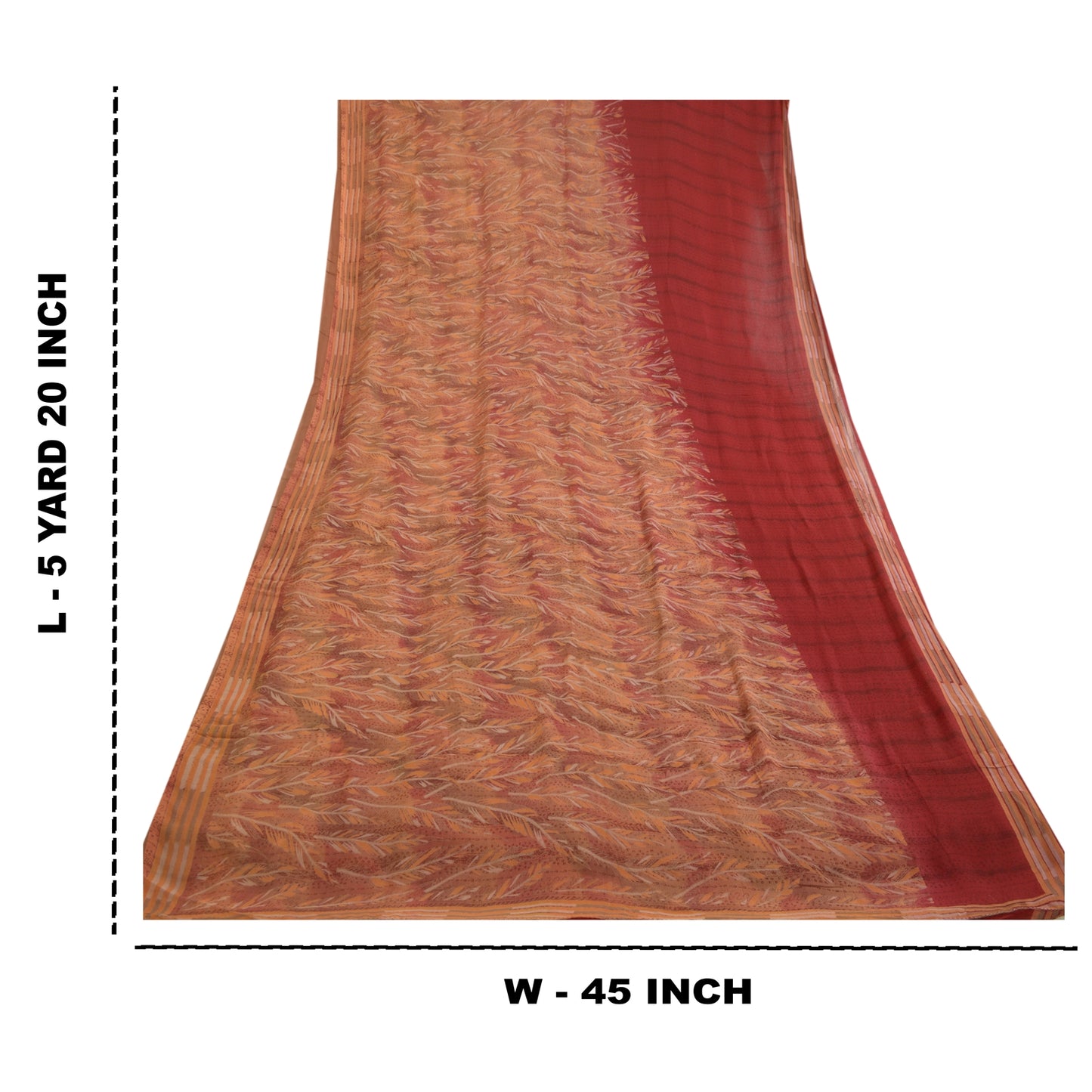 Sanskriti Vintage Sarees Red/Pink Pure Georgette Silk Printed Sari Craft Sustainable Fabric