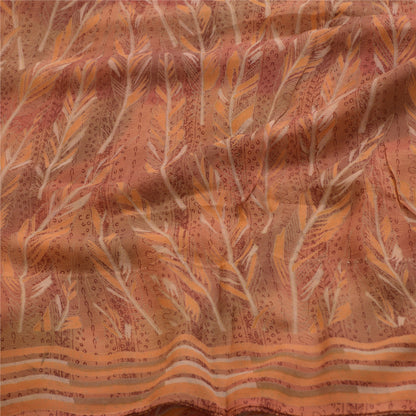 Sanskriti Vintage Sarees Red/Pink Pure Georgette Silk Printed Sari Craft Sustainable Fabric