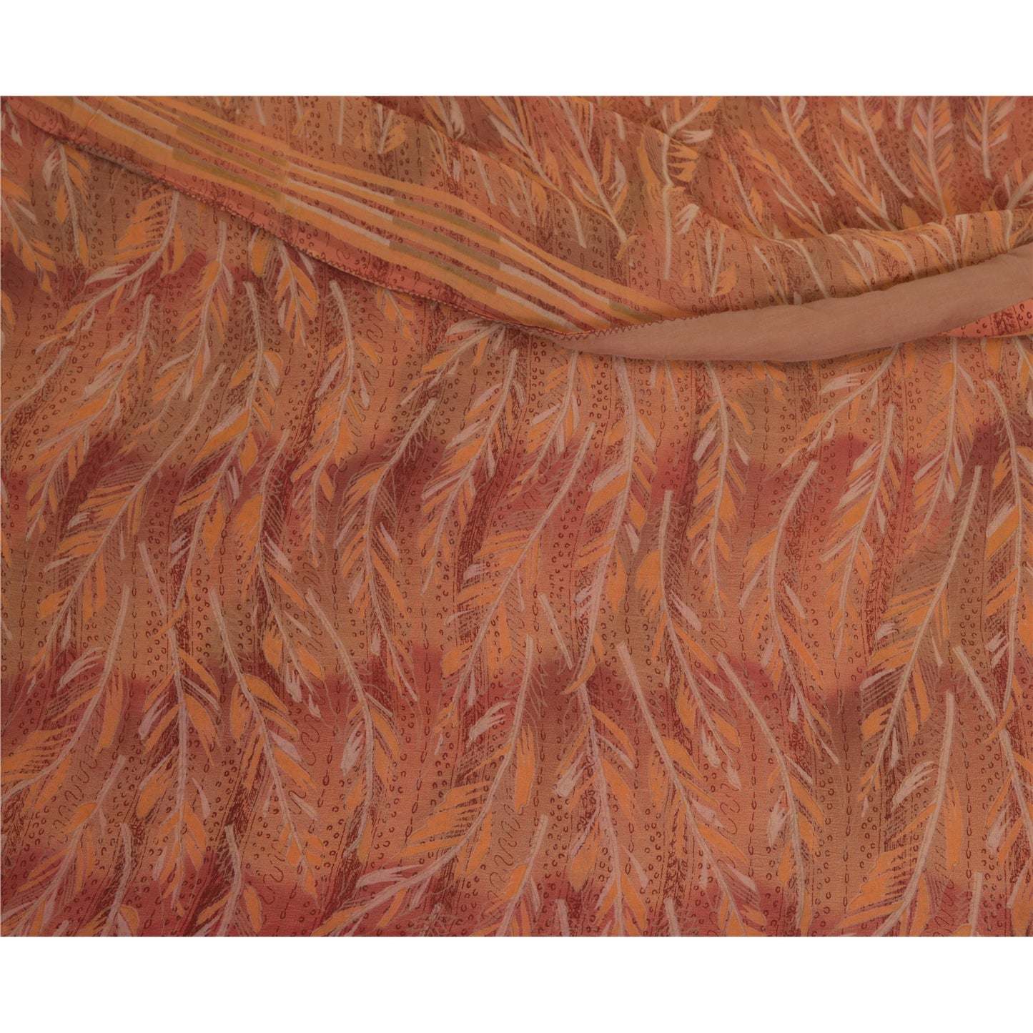 Sanskriti Vintage Sarees Red/Pink Pure Georgette Silk Printed Sari Craft Sustainable Fabric