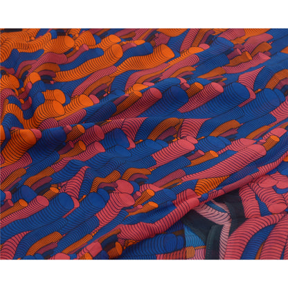 Сари в винтажном стиле на санскрите из многослойного жоржета с абстрактным принтом из экологически чистой ткани для сари