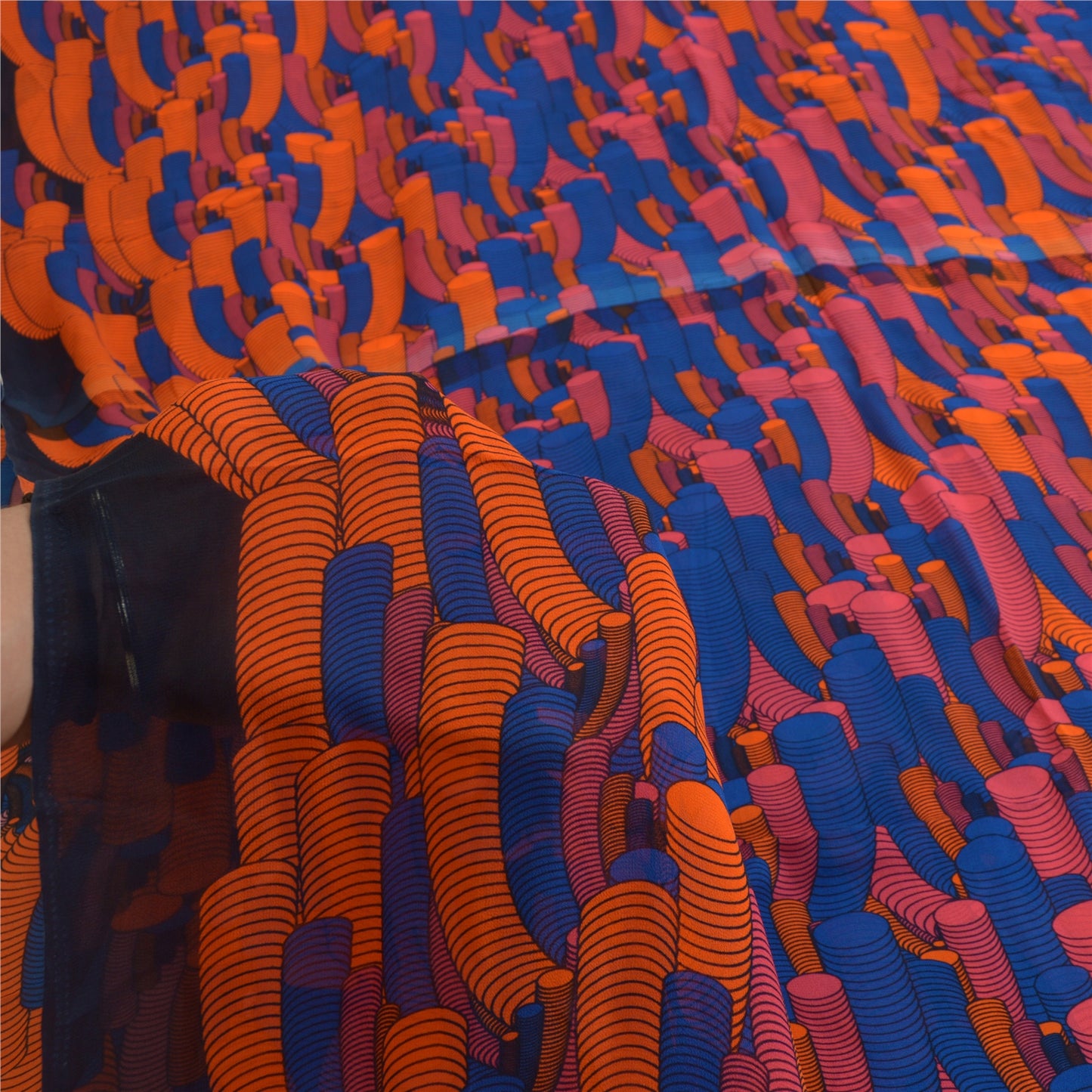 Сари в винтажном стиле на санскрите из многослойного жоржета с абстрактным принтом из экологически чистой ткани для сари