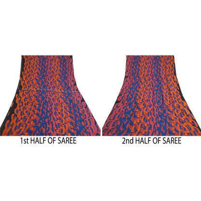 Сари в винтажном стиле на санскрите из многослойного жоржета с абстрактным принтом из экологически чистой ткани для сари