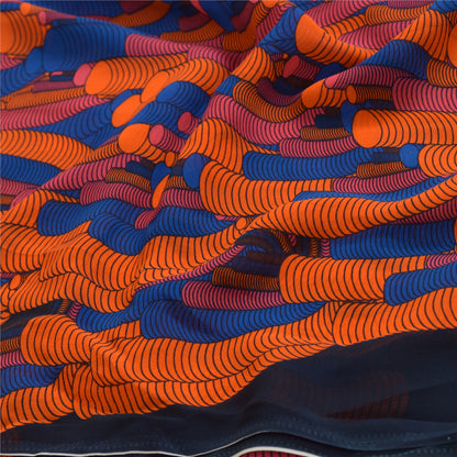 Сари в винтажном стиле на санскрите из многослойного жоржета с абстрактным принтом из экологически чистой ткани для сари