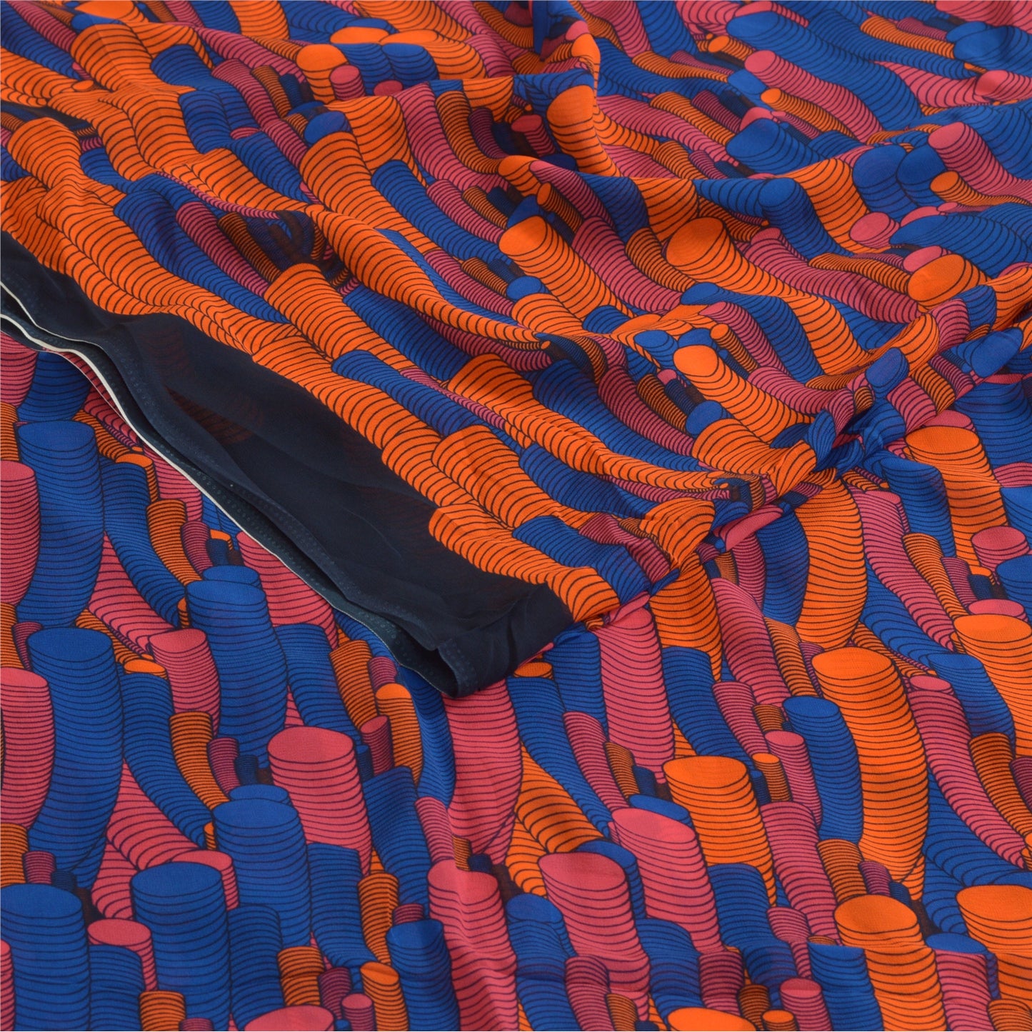 Сари в винтажном стиле на санскрите из многослойного жоржета с абстрактным принтом из экологически чистой ткани для сари