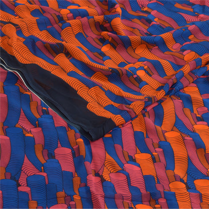 Сари в винтажном стиле на санскрите из многослойного жоржета с абстрактным принтом из экологически чистой ткани для сари