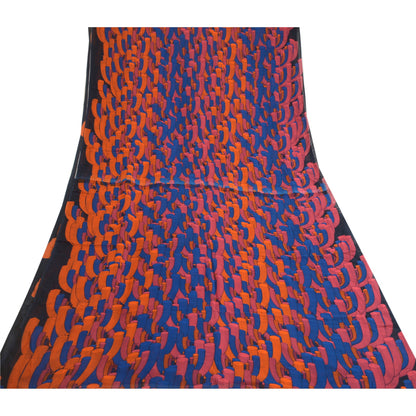 Сари в винтажном стиле на санскрите из многослойного жоржета с абстрактным принтом из экологически чистой ткани для сари