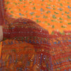 Sanskriti Vintage Sarees Orange/Red Hand Beaded Pure Georgette Silk Sari Sustainable Fabric