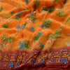 Sanskriti Vintage Sarees Orange/Red Hand Beaded Pure Georgette Silk Sari Sustainable Fabric