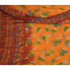 Sanskriti Vintage Sarees Orange/Red Hand Beaded Pure Georgette Silk Sari Sustainable Fabric