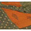 Sanskriti Vintage Sarees Black/Orange Pure Georgette Silk Print Sari 5yd Sustainable Fabric