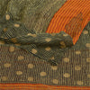 Sanskriti Vintage Sarees Black/Orange Pure Georgette Silk Print Sari 5yd Sustainable Fabric