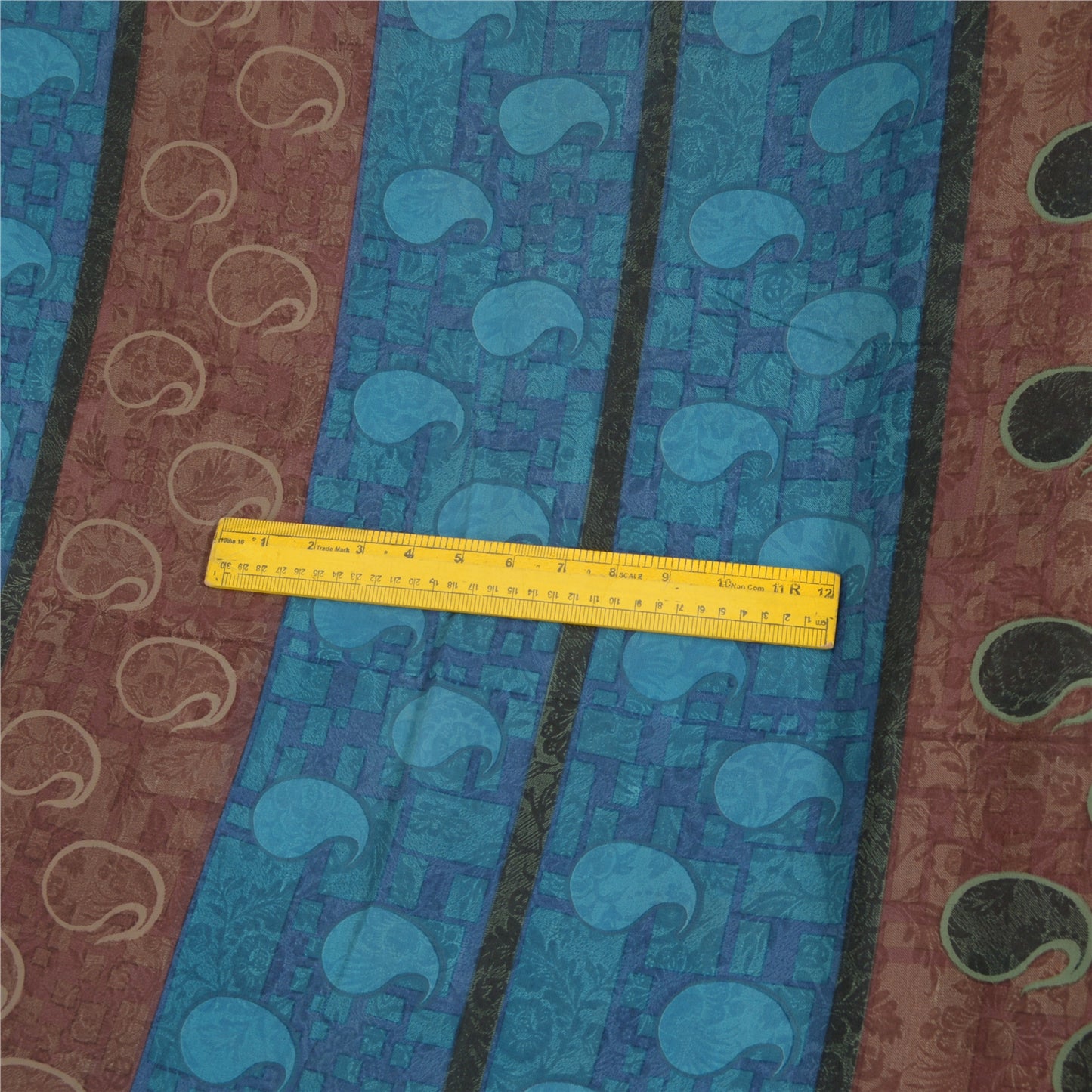 Санскритские винтажные сари сине-коричневые, чистый шелк жоржет, сари с принтом, ремесло, устойчивая ткань