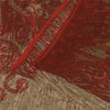 Sanskriti Vintage Sarees Red/Green Pure Georgette Silk Print Sari Craft Sustainable Fabric