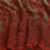 Sanskriti Vintage Sarees Red/Green Pure Georgette Silk Print Sari Craft Sustainable Fabric