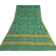 Load image into Gallery viewer, Sanskriti Vintage Sarees Green Pure Chiffon Silk Printed Sari Soft Craft Fabric

