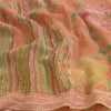 Sanskriti Vintage Sarees Peach Pure Georgette Silk Printed Sari Craft Sustainable Fabric