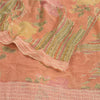 Sanskriti Vintage Sarees Peach Pure Georgette Silk Printed Sari Craft Sustainable Fabric