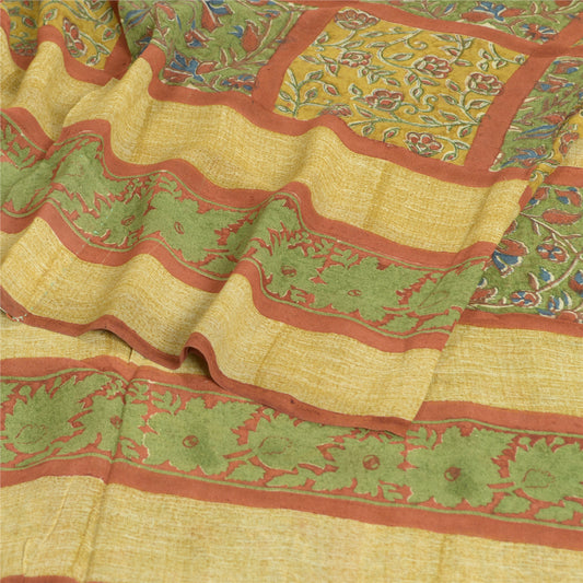 Sanskriti Vintage Sarees Multicolor Pure Georgette Silk Print Sari Craft Sustainable Fabric