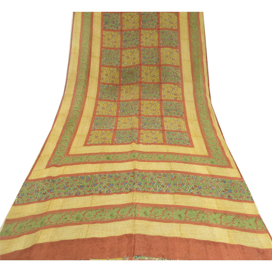 Sanskriti Vintage Sarees Multicolor Pure Georgette Silk Print Sari Craft Sustainable Fabric